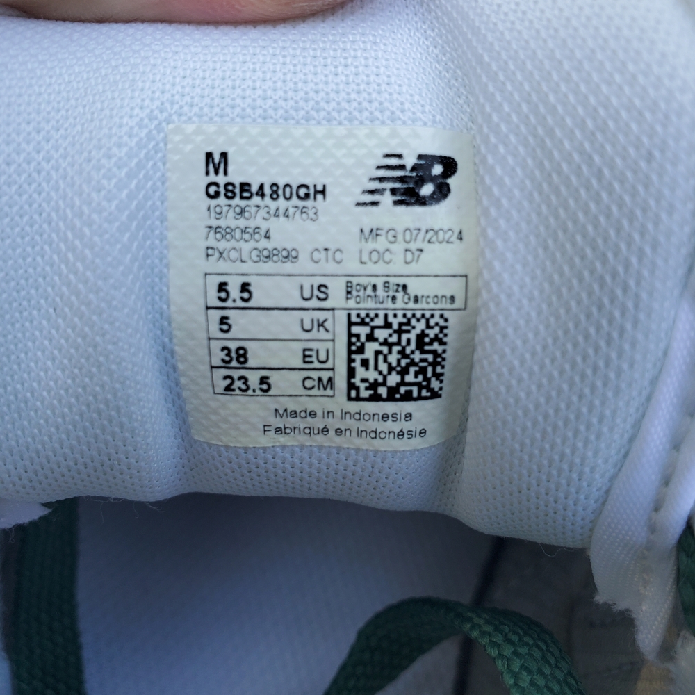 New Balance 480 Green and White Court Shoes 5.5Y - Picture 4 of 7